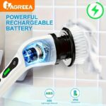 1set. IAGREEA Electric Cleaning Brush. Rotary Floor Scrubber. Electric Rotary Scrubber. Replaceable 6 Brush Heads And Adjustable Extension Handle. 360 Cordless Cleaning Brush For Bathroom. Bathtub. Tiles. USB-C Charging Line Rotary Cleaning Brush - Image 3