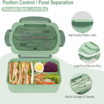 1pc 33.81 oz Lunch Box With Tableware For Office Workers. Square Divided Microwave Oven Bento Box. Leakproof Food Container. Hand Wash. For back to school. class. college. school supplies. kitchen organizers and storage. kitchen accessories - Image 4