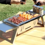 🔥Clearance Price $5.99🔥Portable Camping BBQ Grill 3 Hight Adjustable Stainless Steel Folding Charcoal Backpacking Stove with Grill Gloves Carry Bag - Image 2