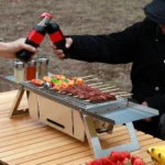 🔥Clearance Price $5.99🔥Portable Camping BBQ Grill 3 Hight Adjustable Stainless Steel Folding Charcoal Backpacking Stove with Grill Gloves Carry Bag - Image 3