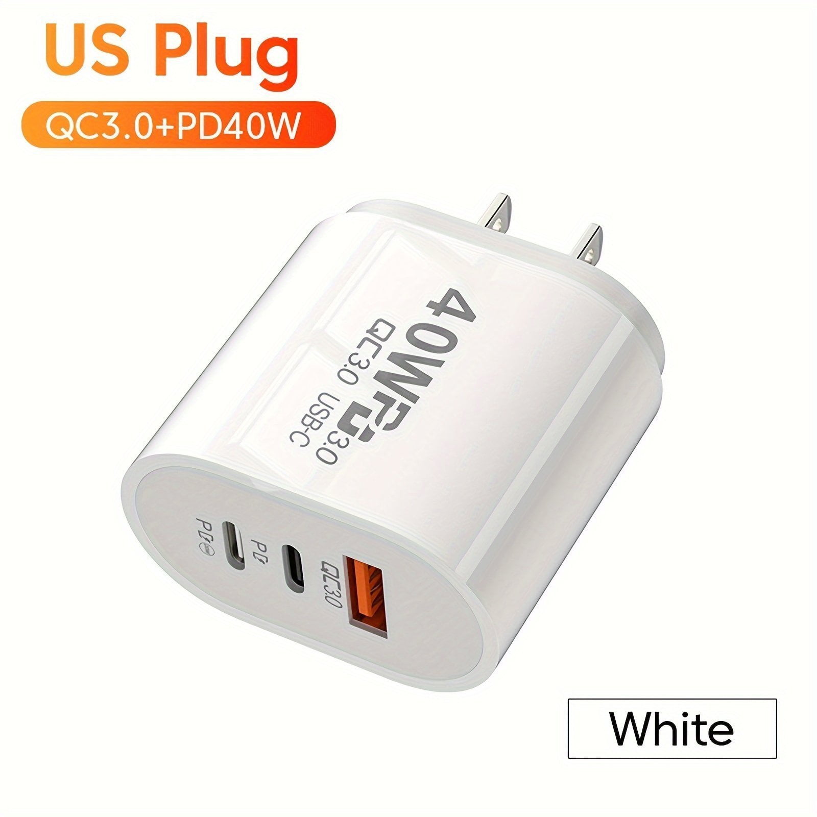 330647d1-2a09-4f84-ae95-4cdaa1748b0d.jpg Power Up To 3 Devices Simultaneously With Our 3-Port Fast Charging USB-C Type C And USB Charger - 40W. Compatible With All Major Brands And Featuring Smart Charging Technology US Plug - Image 1