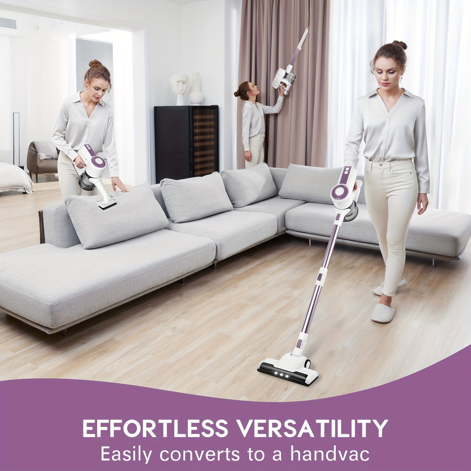 39d15bd5-1f4f-4ce3-bfef-74cdb4083980.jpg MOOSOO Cordless Vacuum Cleaner. Lightweight Stick Vacuum With High Suction. 6 In 1 Handheld Vacuum Cordless For Hard Floor Carpet Pet Hair - Image 1