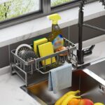 1pc Sink Caddy. Sponge Drain Rack With Dishcloth Holder. Stainless Steel Sink Storage Rack For Sponge Dish Soap Dishcloth Brushes Rags. Kitchen Countertop Organizer. Kitchen Accessories - Image 7