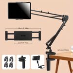 Adjustable Tablet Holder For Desk. Carbon Steel Tablet Stand For Bed. Flexible Tablet Arm Clamp Compatible With Adjustable Desktop Tablet Holder Mount Foldable Phone Stand With 360?? Swivel Phone Clamp Mount Holder - Image 2