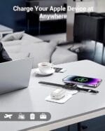 Wireless Charger. Magnetic Foldable 3 in 1 Mag-Safe Charger. Fast Travel Wireless Charging Station for iPhone 15/14/13/12/ Series.for iWatch.for AirPods (Adapter Included) - Image 6