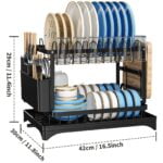 1 Set Dish Rack. 2 Tier Dish Drying Rack. Rustproof Kitchen Dish Drying Rack With Drainboard And Utensil Holder For Kitchen Countertop. Kitchen Accessories - Image 7