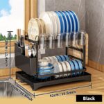 1 Set Dish Rack. 2 Tier Dish Drying Rack. Rustproof Kitchen Dish Drying Rack With Drainboard And Utensil Holder For Kitchen Countertop. Kitchen Accessories - Image 8