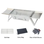 🔥Clearance Price $5.99🔥Portable Camping BBQ Grill 3 Hight Adjustable Stainless Steel Folding Charcoal Backpacking Stove with Grill Gloves Carry Bag - Image 7