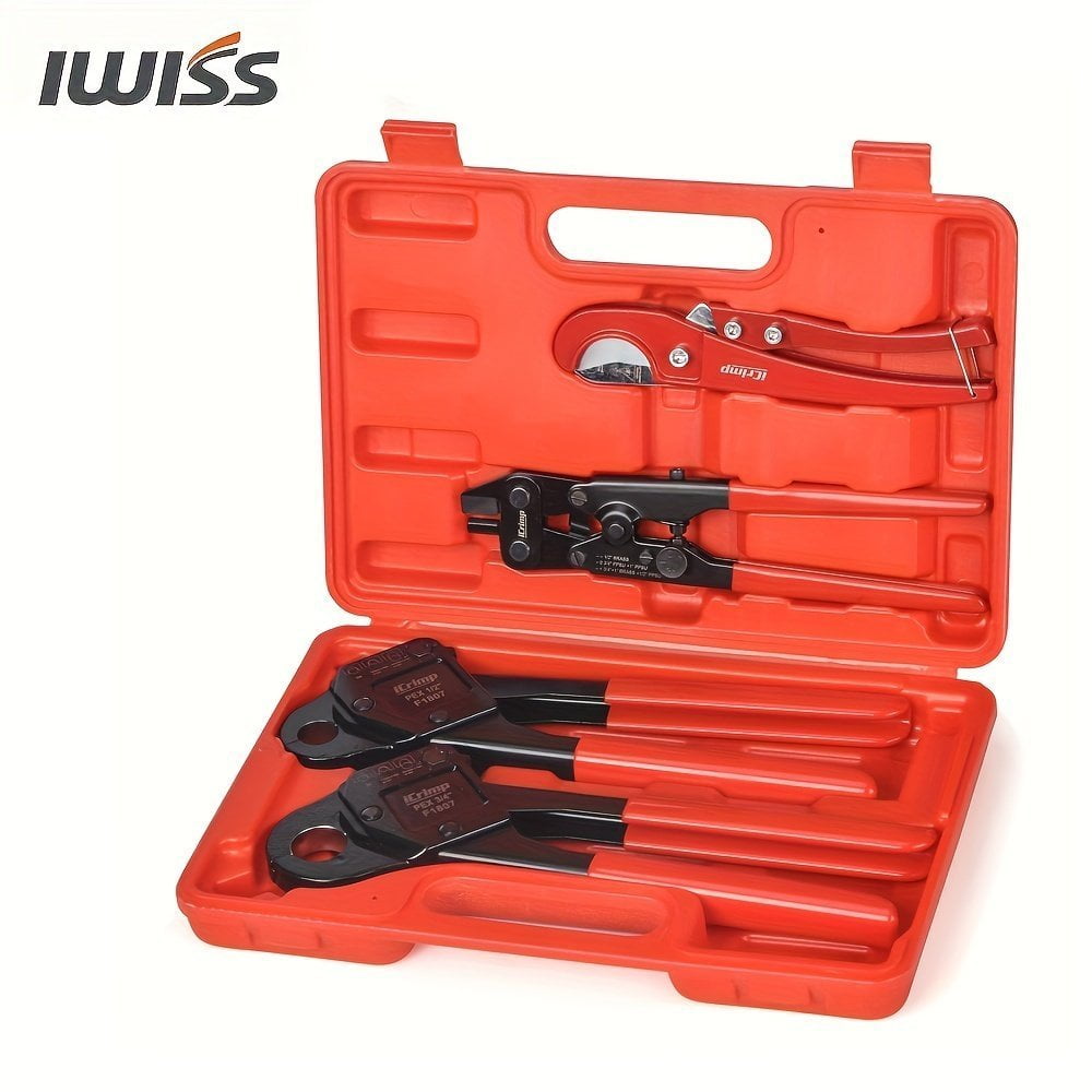 82bcaf24-b08c-454f-a671-cb7a4b383b25.jpg 1 Set IWISS IWS-1807CN PEX Crimping Tool Kit With PEX Crimpers. PEX Tubing Cutter. Copper Ring Removal Tool For 1u002F2 - Image 1