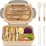 1pc 33.81 oz Lunch Box With Tableware For Office Workers. Square Divided Microwave Oven Bento Box. Leakproof Food Container. Hand Wash. For back to school. class. college. school supplies. kitchen organizers and storage. kitchen accessories - Image 6