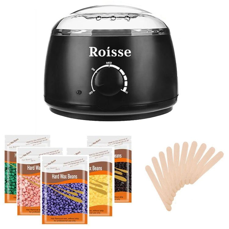 B5-11.jpg Roisse™ Black Wax Warmer Hair Removal Kit with 5 pack Hard Wax Beans and 10 Wax Applicator Sticks - Image 1