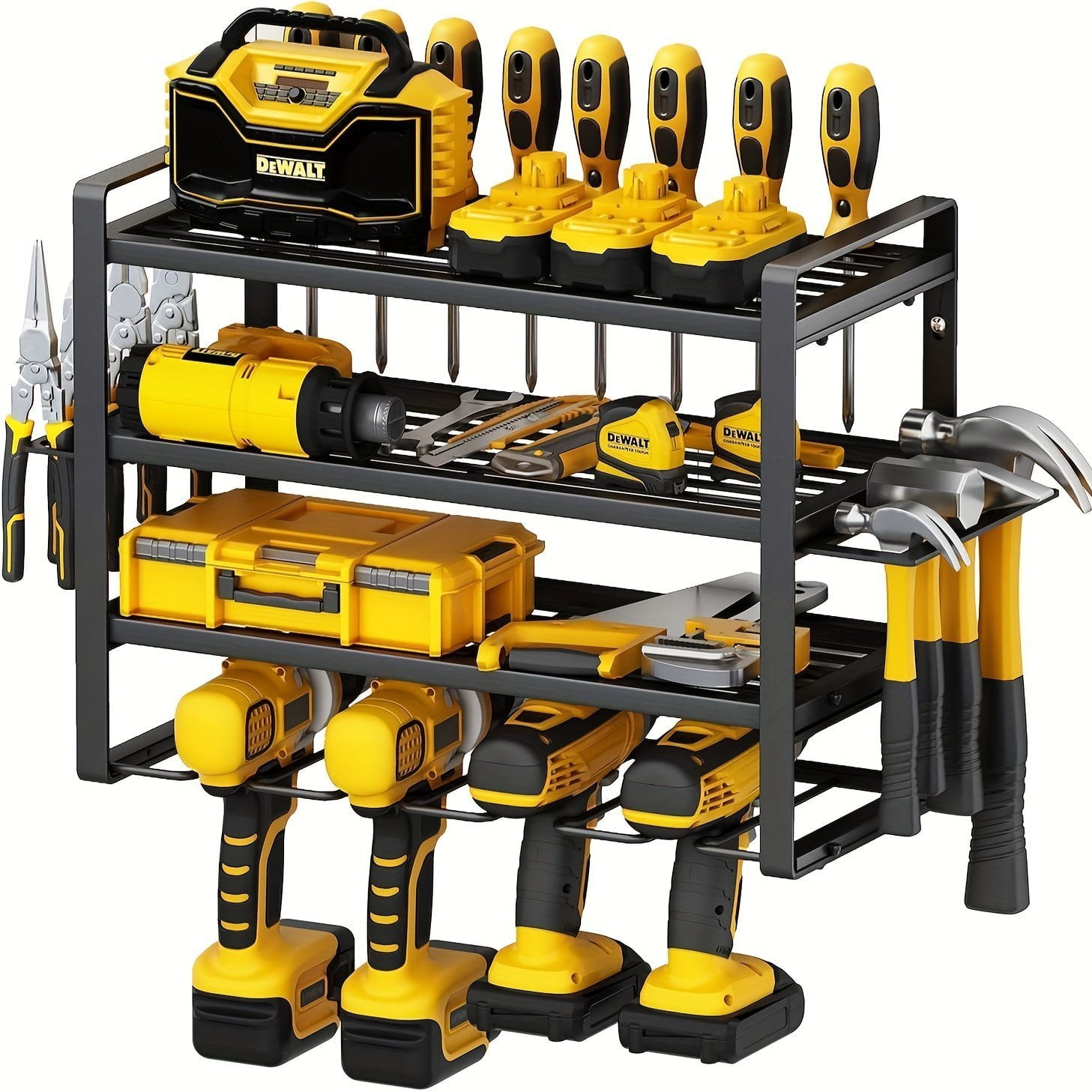 a46056ea6852821ce890ffe48a5da7c5.jpg 1pc Garage Tool Storage Rack. Electric Tool Storage Rack. Simple Assembled Multi-layer Storage Rack. Household Multipurpose Organizer Shelf - Image 1