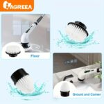 1set. IAGREEA Electric Cleaning Brush. Rotary Floor Scrubber. Electric Rotary Scrubber. Replaceable 6 Brush Heads And Adjustable Extension Handle. 360 Cordless Cleaning Brush For Bathroom. Bathtub. Tiles. USB-C Charging Line Rotary Cleaning Brush - Image 9